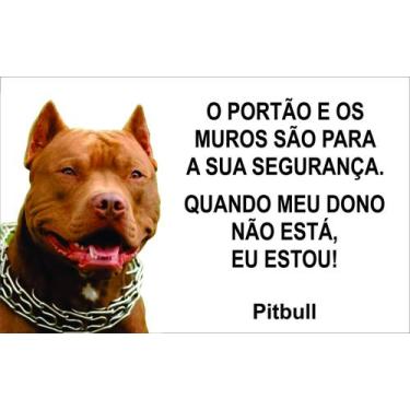 Imagem de Placa Identificação Cão Bravo Cuidado Pitbull - Ciruvix,  Branco
