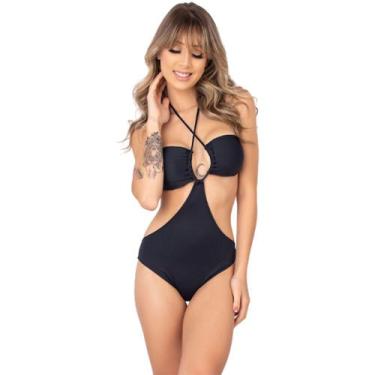 Imagem de Kit 5 Maiôs em Lycra Com Bojo Liso Recorte Lateral Verão - Bella Fiore