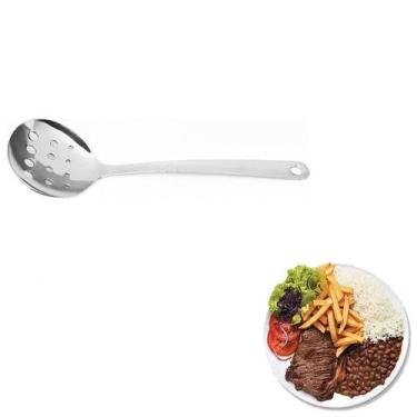 Imagem de Escumadeira Fritura Redonda 33cm Pastel Tacho Inox Malta