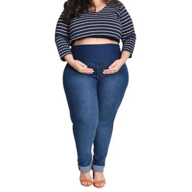 Imagem de Calça Jeans Plus Size Gestante em Stretch Reta Linda Gestante, Jeans, 
