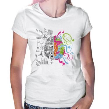 Imagem de Baby Look Cérebro Analítico e Criativo - Foca na Moda, Branco, M