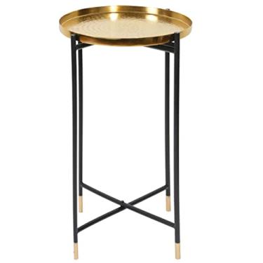 Imagem de WALBROOK Mesa dourada - pequena, mesa dourada com decoração para quarto e sala de estar