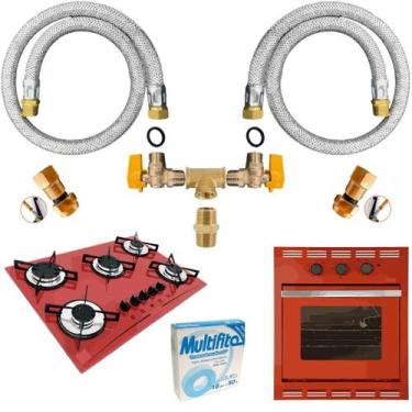 Imagem de Kit Duplo Instalação Cooktop Forno Gás Encanado - Elite Gás, 1,50 Metr