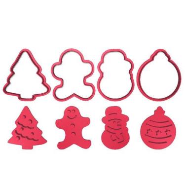 Imagem de Kit 4 cortadores Arvore Natal Gingerbread Boneco Bola - DOCE IMPRESSO,