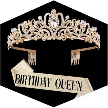 Imagem de Coroa dourada para mulheres, tiaras de princesa de cristal, strass, rainha de strass, acessórios de cabelo para casamento, noiva, aniversário, formatura, concurso, festa, amadurecimento, cerimônia