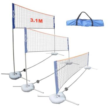 Imagem de Conjunto de rede portátil ajustável de badminton vôlei tênis equipamento esportivo multiuso com bastões suporte e bolsa de transporte para crianças adultos exercício ao ar livre 3,1 m/11 pés