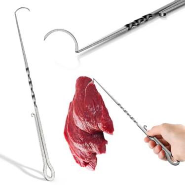 Imagem de Zonon Gancho para churrasco, flipper de carne, gancho de carne com cauda pontiaguda, virador de alimentos resistente, virando legumes e carne, ótima ferramenta para churrasco (35 cm)