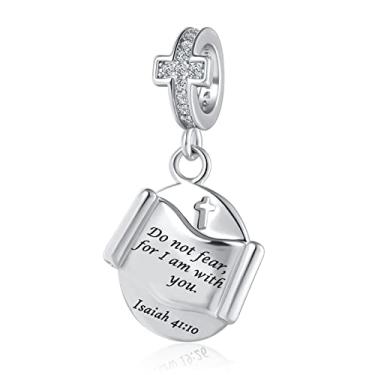 Imagem de OutstandLong Presentes cristãos para mulheres inspiradores com versículo bíblico orações religiosas berloque contas para pulseiras Pandora Dia das Mães, Metal, Base