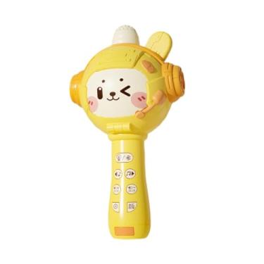 Imagem de YIJU Crianças mic máquina de brinquedo dança led microfone alto-falante dos desenhos animados jogador carregamento máquina portátil para meninas meninos, Amarelo
