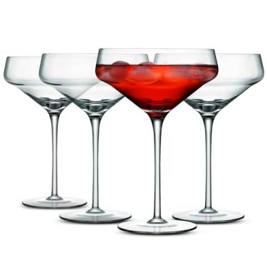 Imagem de NutriChef Conjuntos de copos de martini de cristal, ultra transparente, elegante par de taças de vinho cristalinas, seguro para lava-louças, ótimo para jantar, festas, casamento e ocasiões elegantes,