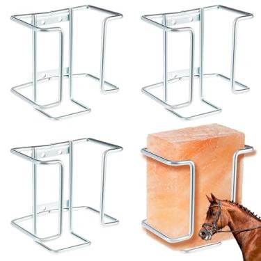 Imagem de Teenyyou Pacote com 4 suportes de bloco de sal de 1,8 kg, suporte de bloco de sal e mineral para lamber fio de cervo para cabra mineral cervo lamber para cavalos, gado, ovelhas cabras