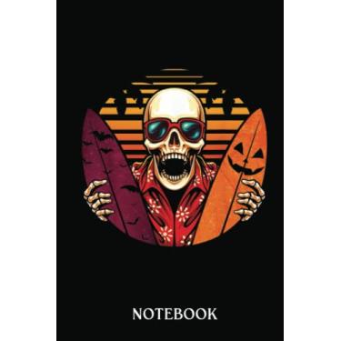 Imagem de Halloween Skeleton Hawaii Surfer Cool Chill Beach: Wide Ruled 6x9 120 Pages Notebook | For Sketching and Writing | Gift For Kids, Teens and Adult
