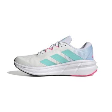 Imagem de adidas Tênis de corrida feminino Questar 3, Branco/Flash Aqua/Rosa lúcido, 41