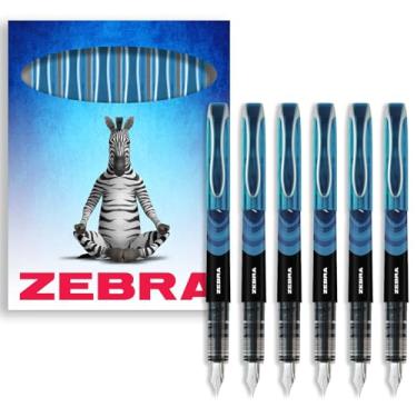 Imagem de Zebra Fuente – Caneta-tinteiro descartável – Tinta azul claro – Pacote com 6