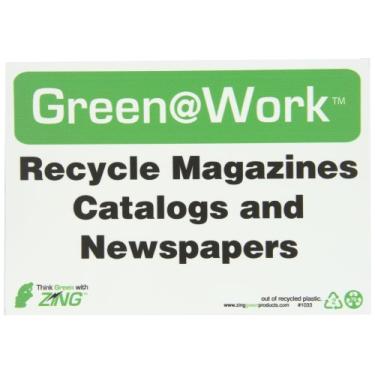 Imagem de Zing Green Products 1033 Placa de plástico reciclado verde no trabalho "Revistas, Catálogos e Jornais", 25,4 cm de comprimento, 17,8 cm de largura, preto/branco/verde