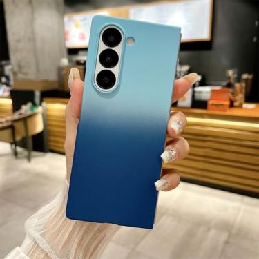 Imagem de Capa de telefone ultrafina fosca gradiente para PC para Samsung Z Fold 6 5 4 5G Fold6 ZFold6 Skin Feel Frosted Shockproof Protection Cover, Azul marinho, para Galaxy Z Fold 6