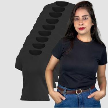 Imagem de Kit 10 Camisetas Femininas Algodão Blusinhas Básica Confortável T-shir