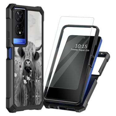 Imagem de Decahouy Capa para celular TCL 50 XE 5G & TCL 50 XE Nxtpaper 5G com protetor de tela, proteção total de silicone resistente, capa de canto à prova de choque, capa de canto à prova de choque, vaca