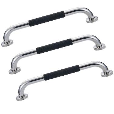 Imagem de Barra de Apoio Inox 30cm Kit 3 unidades Suporte Antiderrapante Casa Banheiro Box Idoso Criança Gestante Cadeirante Acessibilidade