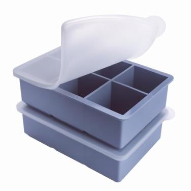 Imagem de Bandeja de silicone para freezer de 1/2 xícara com tampa – 2 moldes de silicone para freezer para preparação de refeições e congelamento de vários molhos e outros pratos, faz com que 12 porções de