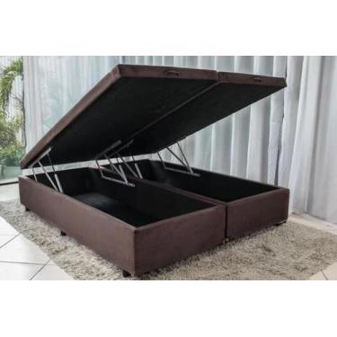Imagem de Cama Box Em Baú Queen Size Bipartido Blindado, Suede RC - Real Comfort