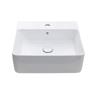 Imagem de Pingoo.casa, Cuba de Apoio Banheiro Retangular Louça Cerâmica Jaspe - Branco