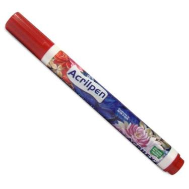 Imagem de Caneta Marcador Para Tecido Acrilpen Cor Vermelho Fogo - Acrilex