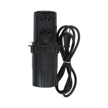 Imagem de Torre de Tomada Embutir Pop 2 Tomadas 20a Preta - QTMOV