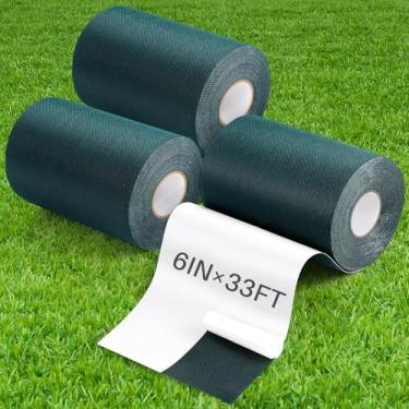 Imagem de Gersoniel 3 rolos de 15 cm x 10 metros de fita de grama autoadesiva para grama artificial, união de carpete de grama, tapete de grama para ambientes internos e externos, tapete de grama para animais