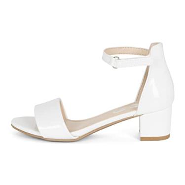 Imagem de Kassie Daniela Sandália NILZA para meninas/crianças/crianças – Sola confortável de faixa larga com tira no tornozelo, Pat branco, 16