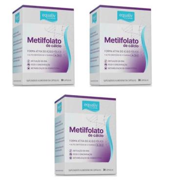 Imagem de Kit 03 Suplemento Metilfolato de Cálcio 30 Cps - Equaliv - Equaliv Ind