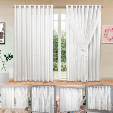 Imagem de Cortina Branca Lisa De Voil Com Forro De Tecido  4 Metros - Callandra