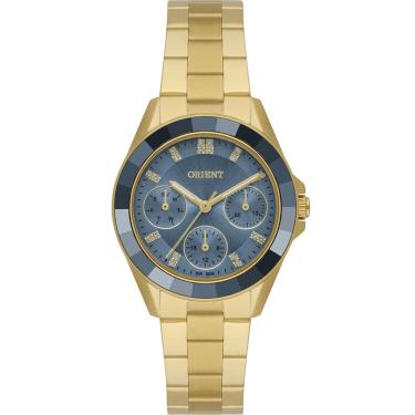 Imagem de Relógio ORIENT feminino dourado azul FGSSM100 A1KX