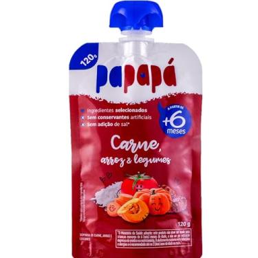 Imagem de Papapá, Papinha infantil, Sabor Carne, Arroz e Legumes, 120g, Vermelho