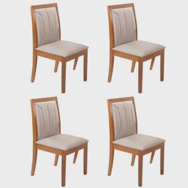 Imagem de Conjunto 4 Cadeiras em Madeira Maciça Estofadas Premium Espresso Móveis