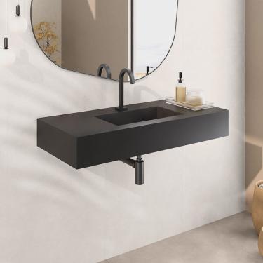 Imagem de Bancada Cuba Esculpida de Porcelanato para Banheiro Alto Padrão Portobello 100x45x15cm Acetinado