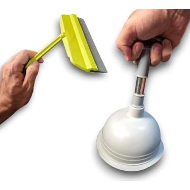 Imagem de KIT Desentupidor GRANDE com RODINHO de pia, alto poder de sucção, desubstruidor de ralo e cano de pia, ventosa, RODO rapar agua da pia