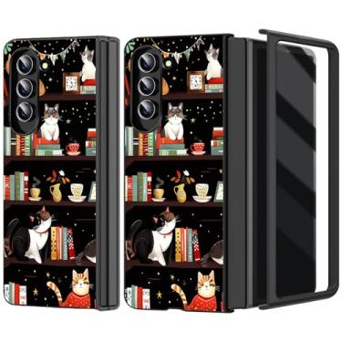 Imagem de ACWDMKH Capa protetora para Galaxy Z Fold 6 para Samsung Galaxy Z Fold 6, fina, rígida, ultrafina, antiarranhões, à prova de choque, para Z Fold6, estante de livros de gatos