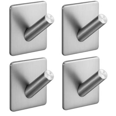 Imagem de Kit 4 Ganchos autoadesivos inox gancho adesivo Suporte toalha Pendurador de Pano porta pano de prato cozinha gancho parede gancho de parede suporte toalha de rosto