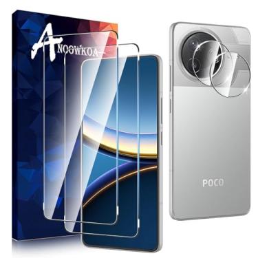 Imagem de Anoowkoa Pacote com 2 protetores de tela para Xiaomi Poco F7 Pro 5G/Xiaomi Poco F7 Ultra 5G + 2 protetores de vidro temperado para lentes de câmera. Dureza 9H. Suporta desbloqueio de impressões