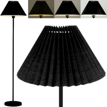 Imagem de Gimpo, Luminária Piso Chão Coluna 148cm Metal Cúpula Plissada Gimpo KJTD-720 Cor:Preto