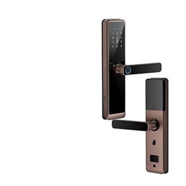 Imagem de Compatível com Diou Fechadura de Porta de Impressão Digital WiFi Graffiti App Senha Cartão IC Keyless Desbloqueio Mortise Lock Smart Home (Cor: 190 x 22 (5050), Tamanho da fechadura de encaixe: ouro