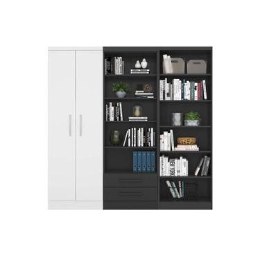 Imagem de Estante com Livreiro e Multiuso Preto/Branco - FdECOR - Qmovi