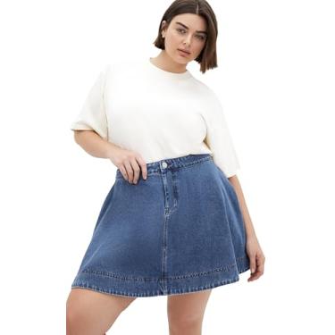 Imagem de City Chic Saia feminina plus size - jeans flare, Jeans Médio, 56