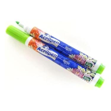 Imagem de Caneta Tecido Acrilpen Verde Folha 510 Acrilex - Pintura Permanente e Personalização - É Ideal Para Personalizar E Detalhar Seus Projetos De Tecido Com Precisão E Durabilidade