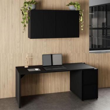 Imagem de Mesa Escrivaninha 1,70m Pé Painel c/ 2 Armários Aéreos F5 - F5 Office 