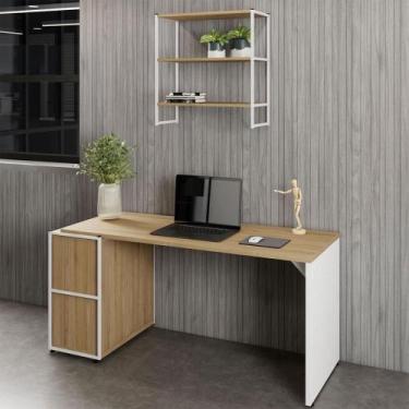 Imagem de Mesa Escritório 150cm com Nicho Aéreo Industrial F5 Office - F5 Office