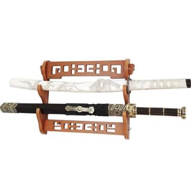 Imagem de JNQLLDS Suporte de espada suporte de parede para espadas, suporte para espadas de várias camadas, suporte para espadas de 1 a 6 camadas para Katana, wakizashi e espadas de samurai