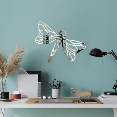 Imagem de Espelho Decorativo Libélula Fada Prata - Inove Papéis de Parede