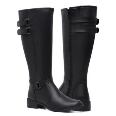 Imagem de Bota Montaria Feminina Cano Alto Zíper Lateral Bota Country-Feminino